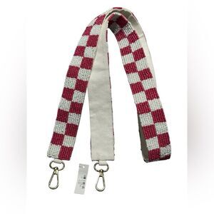 Stylish Red and White Checkered Bag Strap